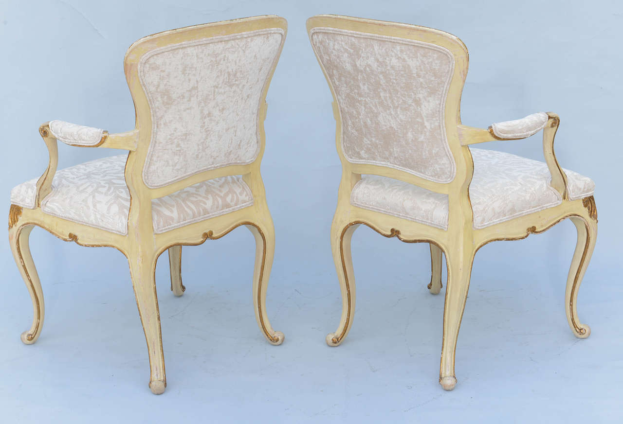 Pair of Painted & Parcel Gilt Armchairs 2