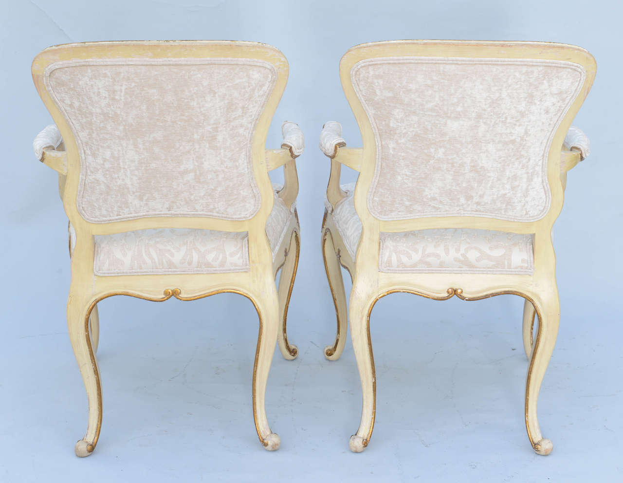 Pair of Painted & Parcel Gilt Armchairs 3