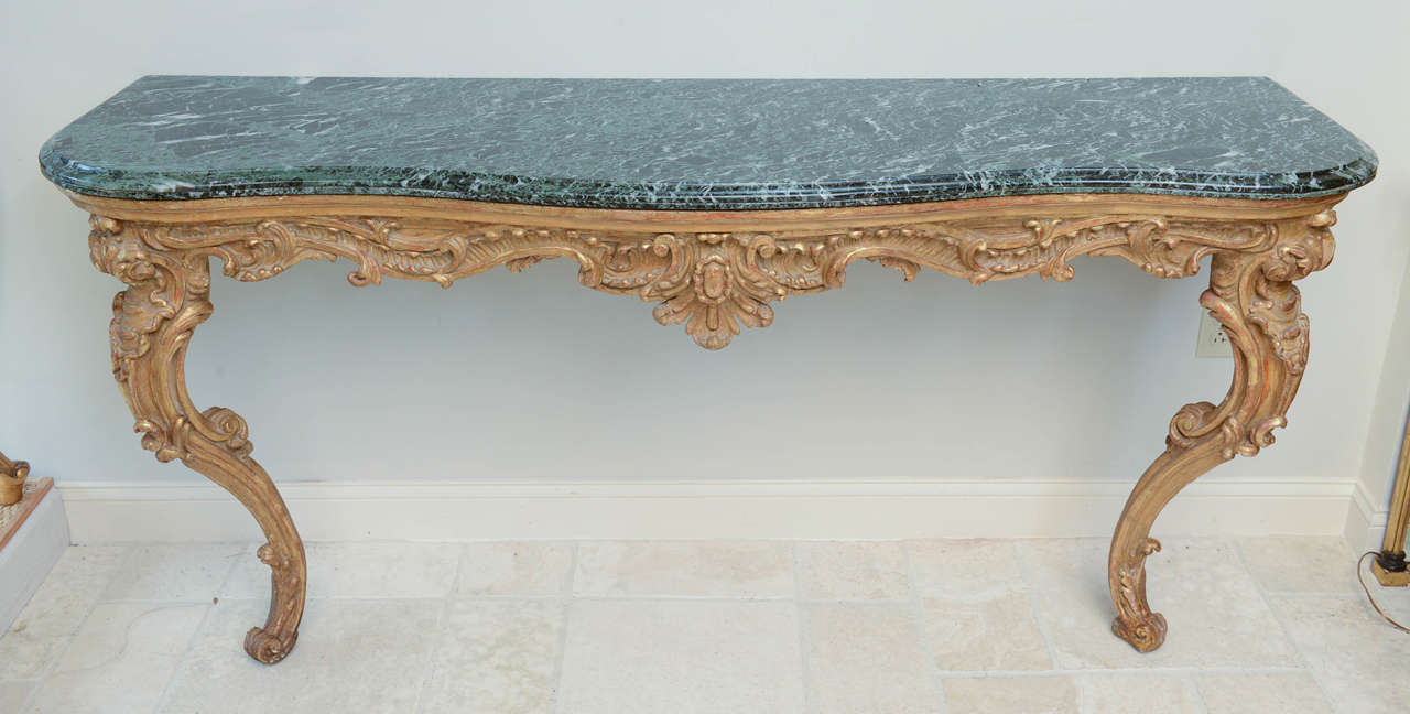 Carved Giltwood 18c. Italian Console Table