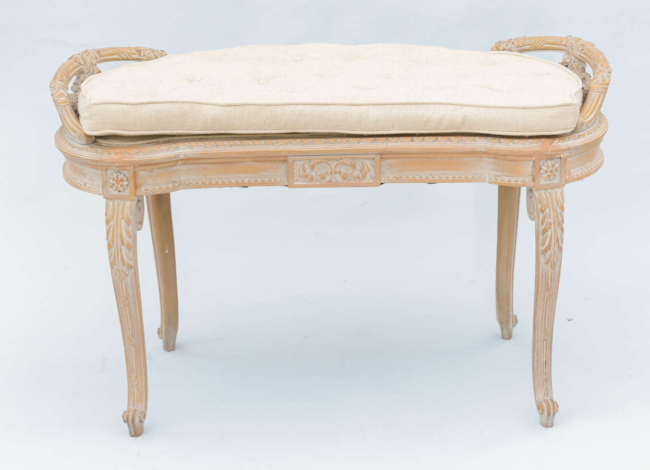 Louis XV Style Bench with Pickled Finish