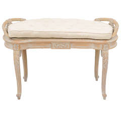 Louis XV Style Bench with Pickled Finish
