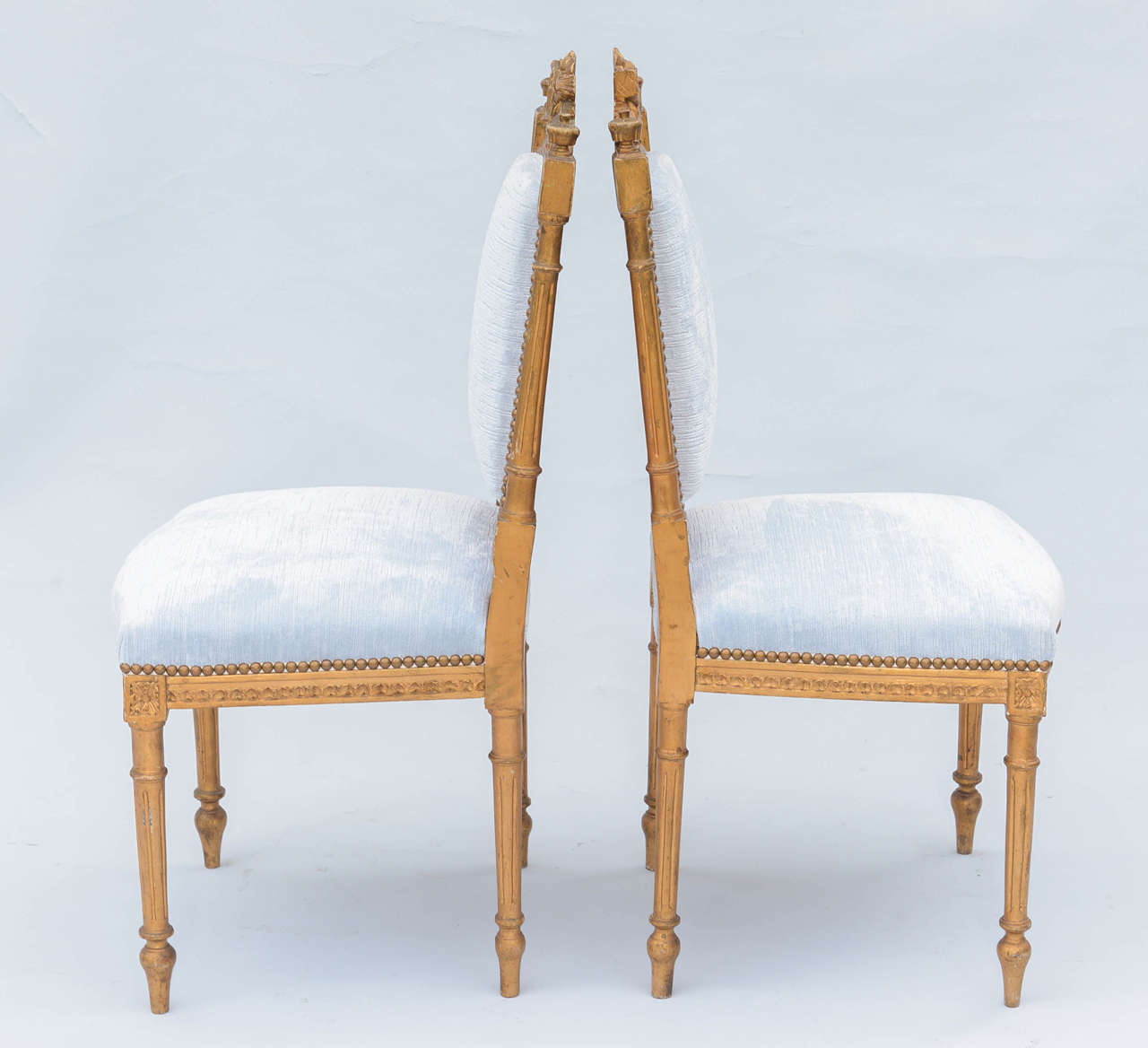 French Pair of Louis XVI Giltwood Hall Chairs