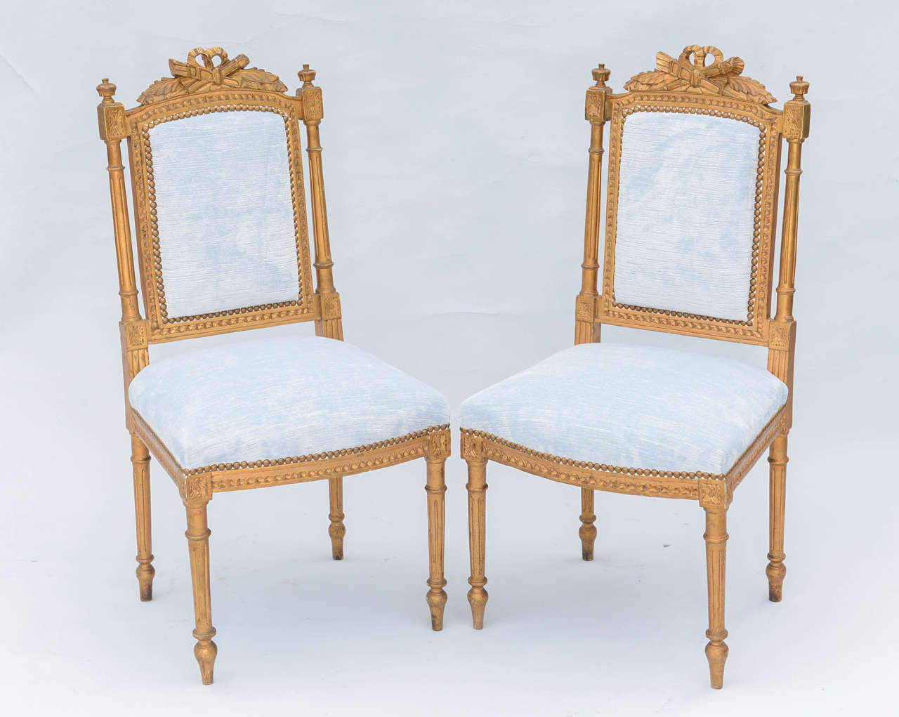 Pair of Louis XVI Giltwood Hall Chairs 2