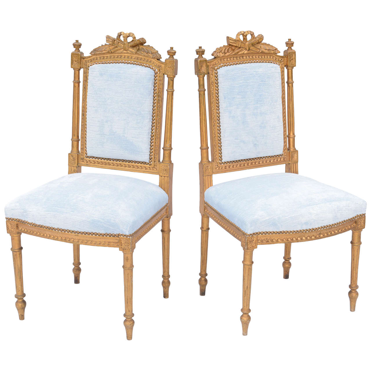 Pair of Louis XVI Giltwood Hall Chairs