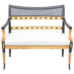 Regency Style Lacquer and Gilt Settee