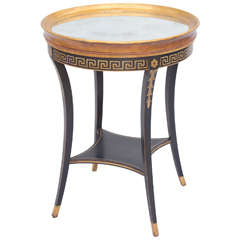 Neoclassical Style Occasional Table with Mirrored Top and Greek Key Accents