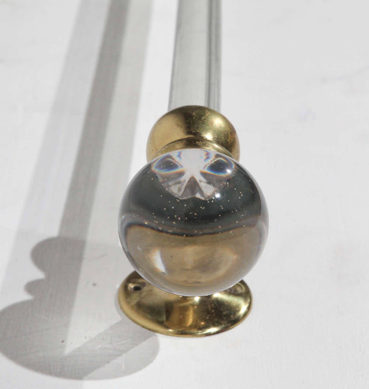 American Glass Towel Bars with Brass and Round Glass Ends For Sale