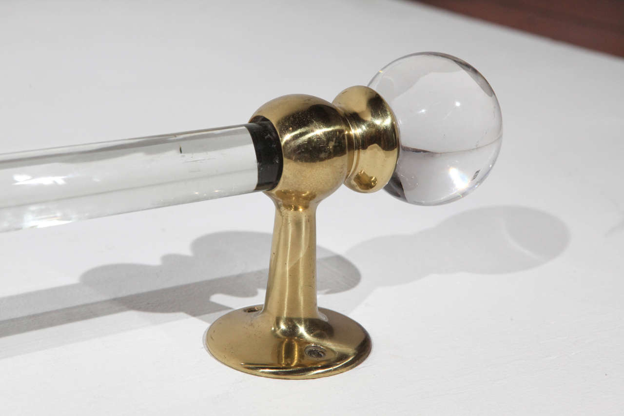 20th Century Glass Towel Bars with Brass and Round Glass Ends For Sale
