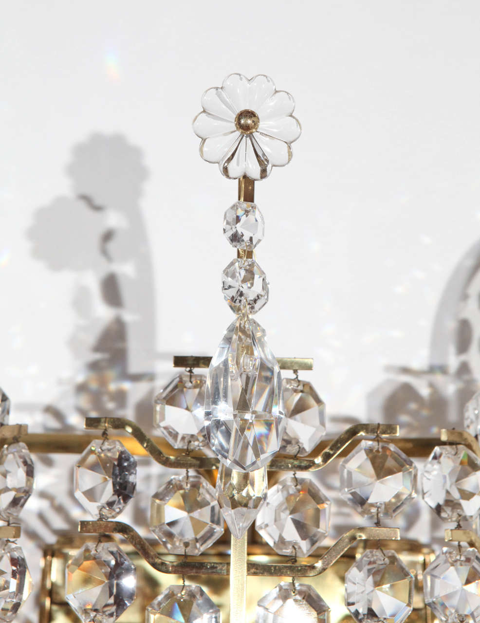 American Pair of Crystal Sconces For Sale