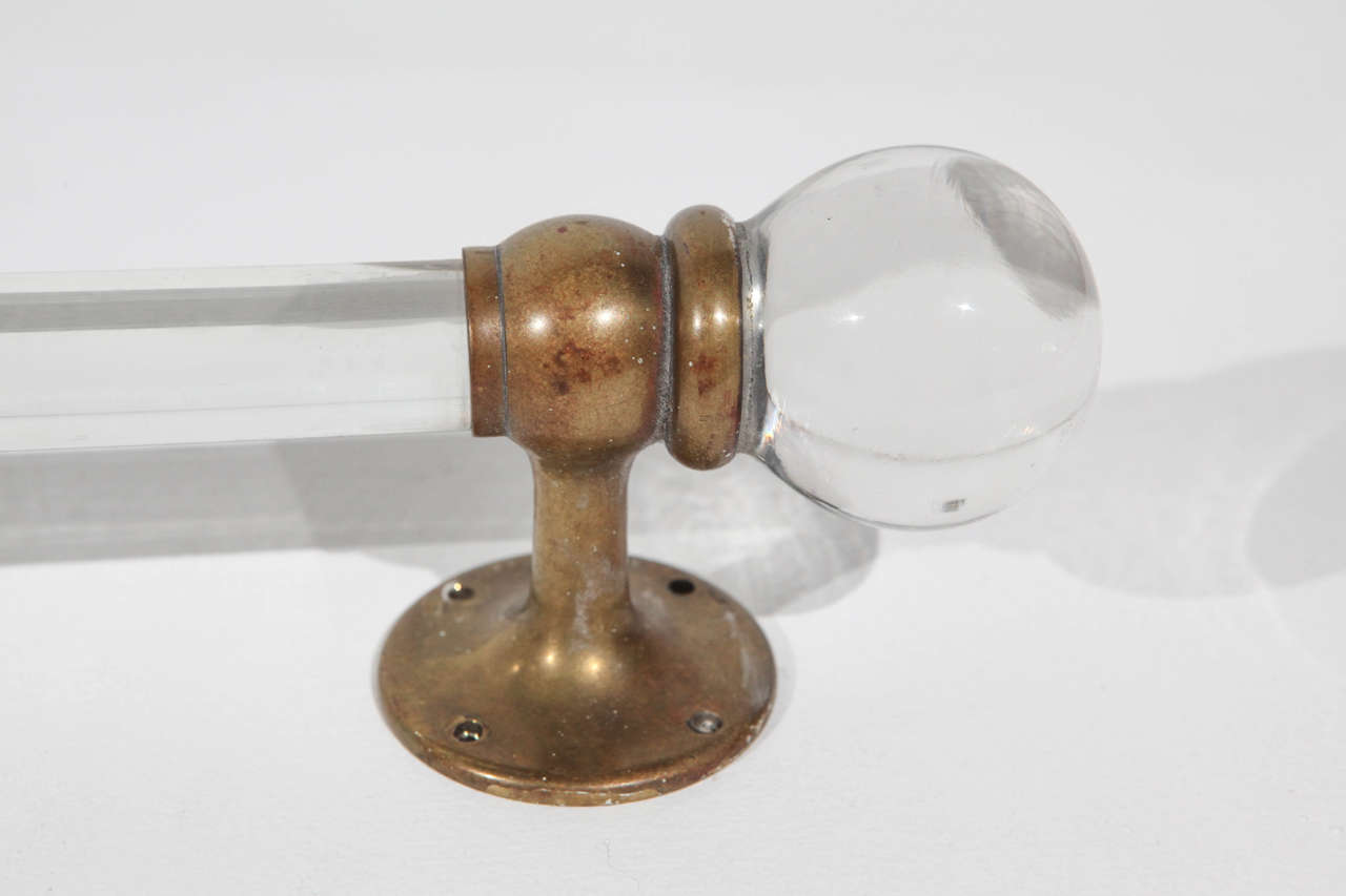 Bathroom Towel Bars with Brass and Round Glass Ends For Sale at 1stDibs