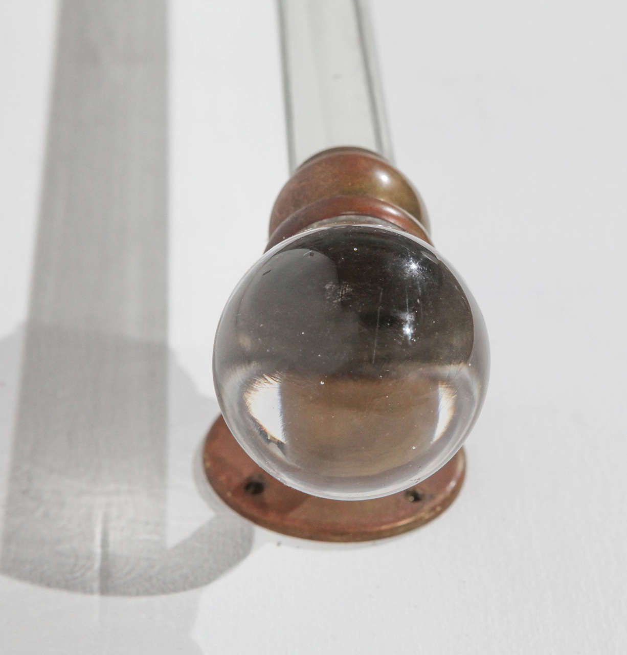 Bathroom Towel Bars with Brass and Round Glass Ends For Sale at 1stDibs