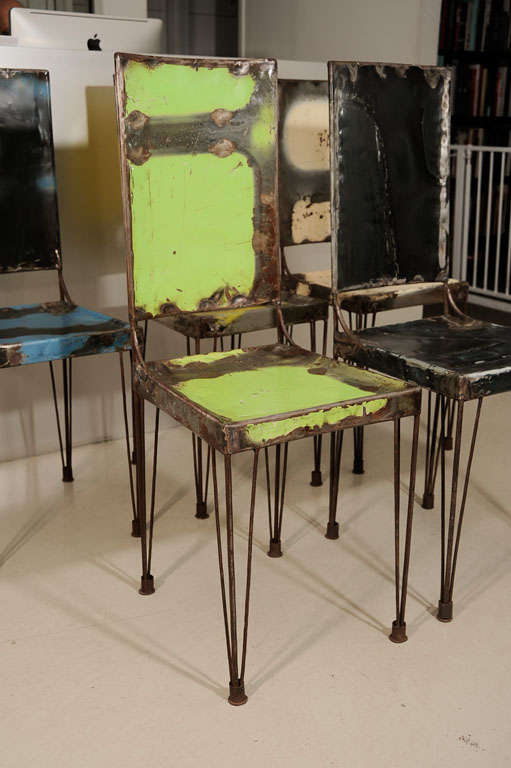 French Metal Chairs by L. Ceaicas In Excellent Condition For Sale In New York, NY