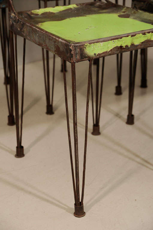 Late 20th Century French Metal Chairs by L. Ceaicas For Sale