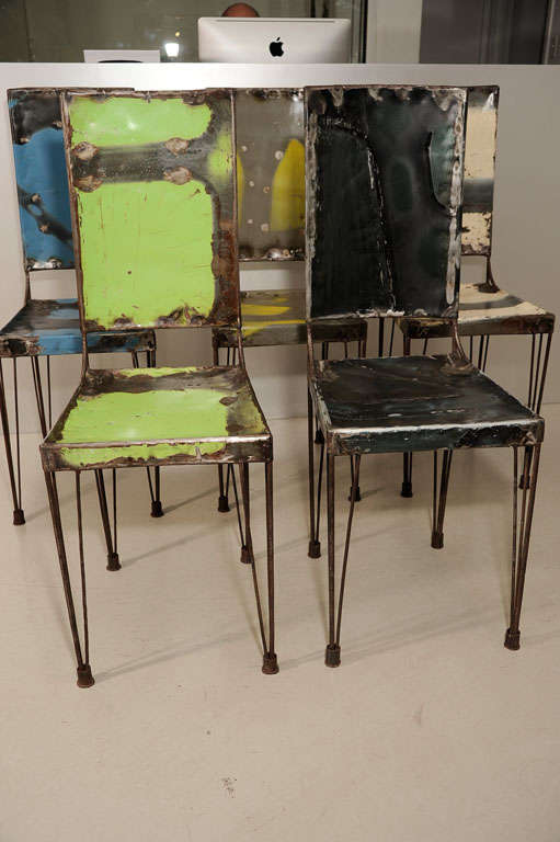 French Metal Chairs by L. Ceaicas For Sale 1