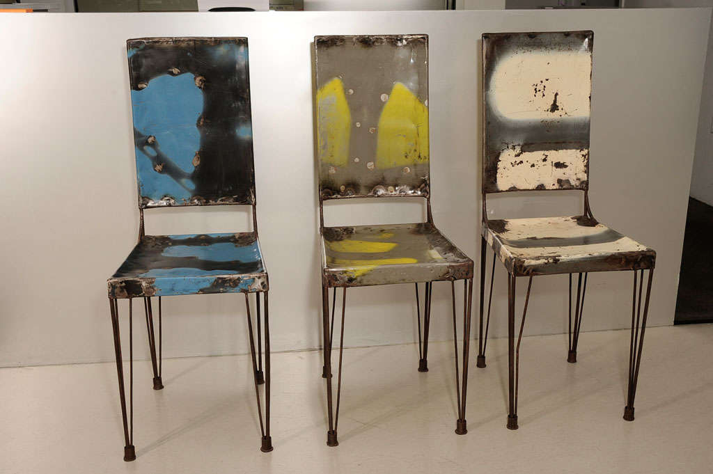 French Metal Chairs by L. Ceaicas For Sale 4