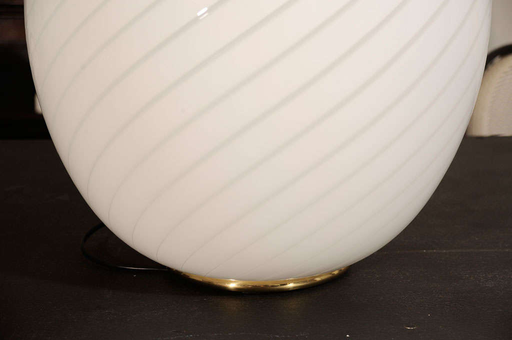 Italian Swirled Murano Glass Egg Lamp For Sale