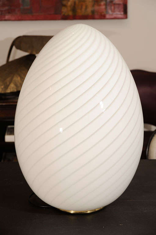 Swirled Murano Glass Egg Lamp For Sale 1