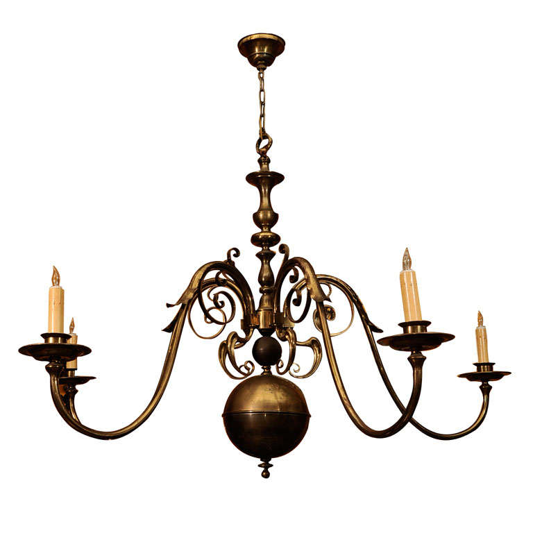 A Large Scale Dutch Baroque Style 5 Light Chandelier