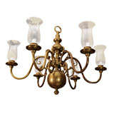 A 6 Light Patinated Bronze Dutch Baroque Style Chandelier