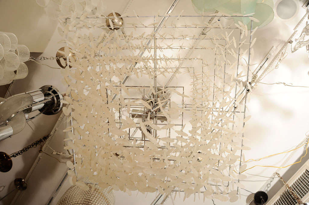 Large scale capiz shell ceiling fixture by Verner Panton