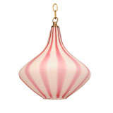 White glass pendant with pink stripes by Venini