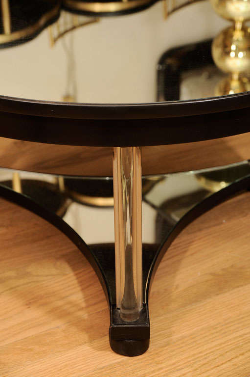 Circular mirrored cocktail table by Grosfeld House.<br />
<br />
View our complete collection at www.johnsalibello.com