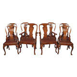 Antique Set of 8 Burled Walnut Dining Room Chairs