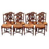 Set of 8 Antique French Country Dining Room Chairs