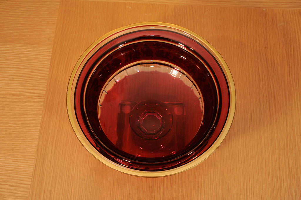 Belgian Ruby Red Glass Compote by Val St. Lambert For Sale