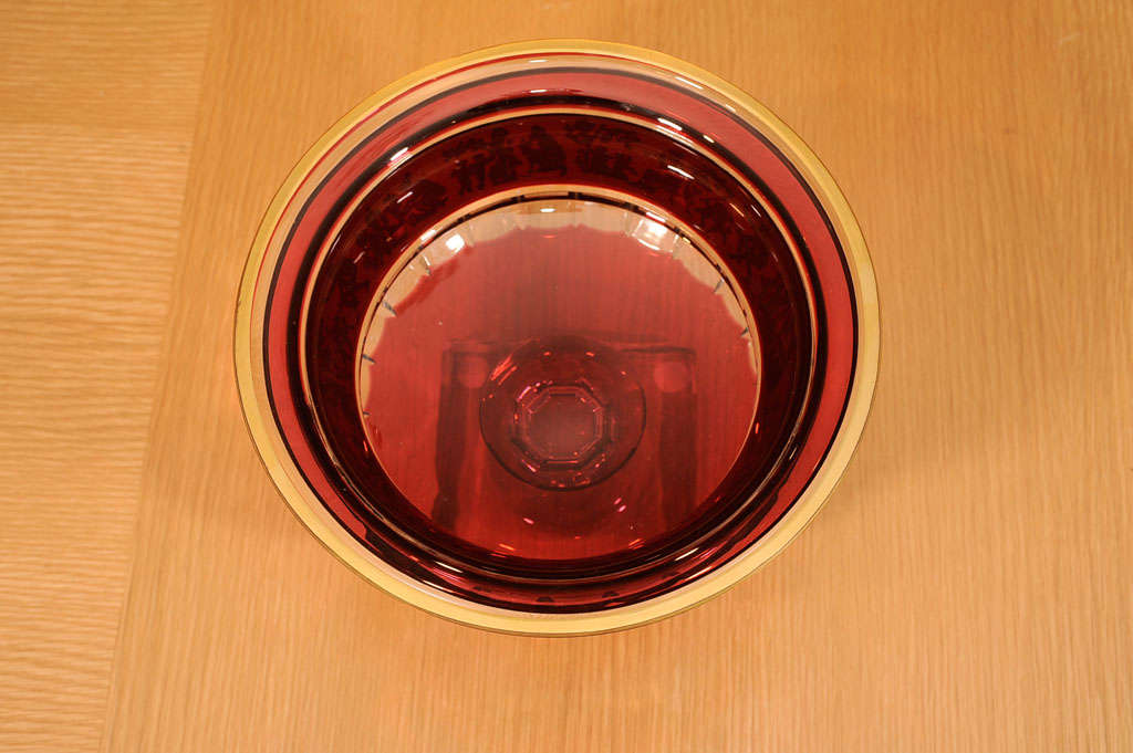 Ruby Red Glass Compote by Val St. Lambert In Excellent Condition For Sale In New York, NY