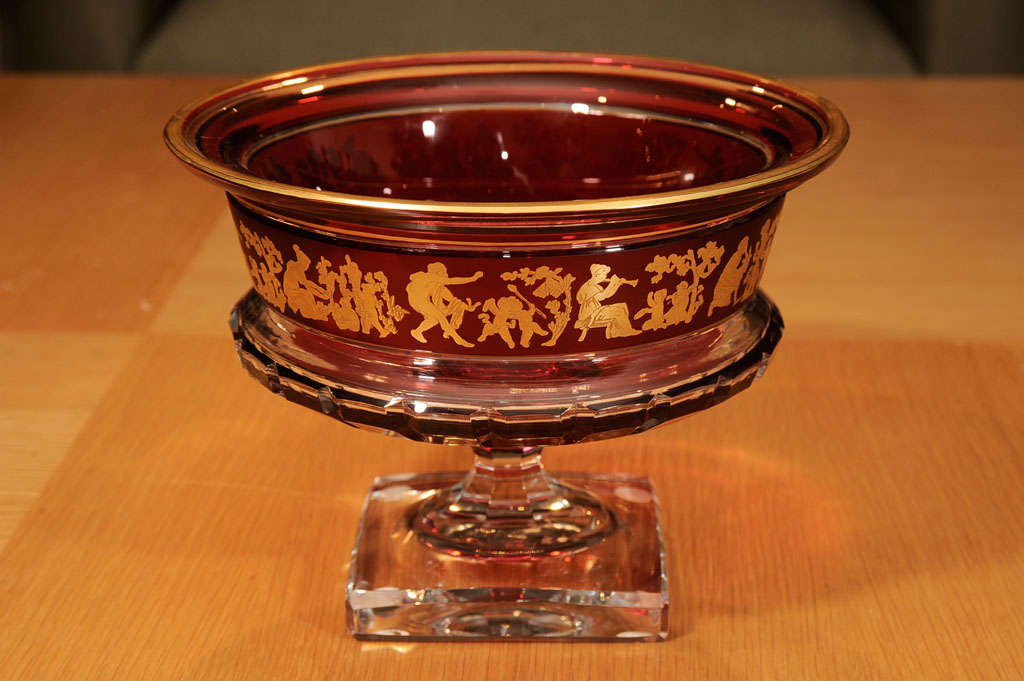 Ruby Red Glass Compote by Val St. Lambert For Sale 4