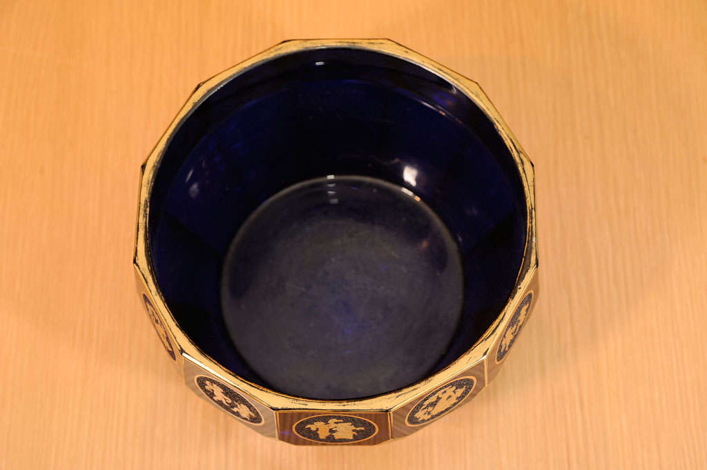 Cobalt Glass Bowl by Val St. Lambert In Good Condition For Sale In New York, NY
