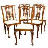 Set of 6 Country Chippendale Side Chairs in Pearwood