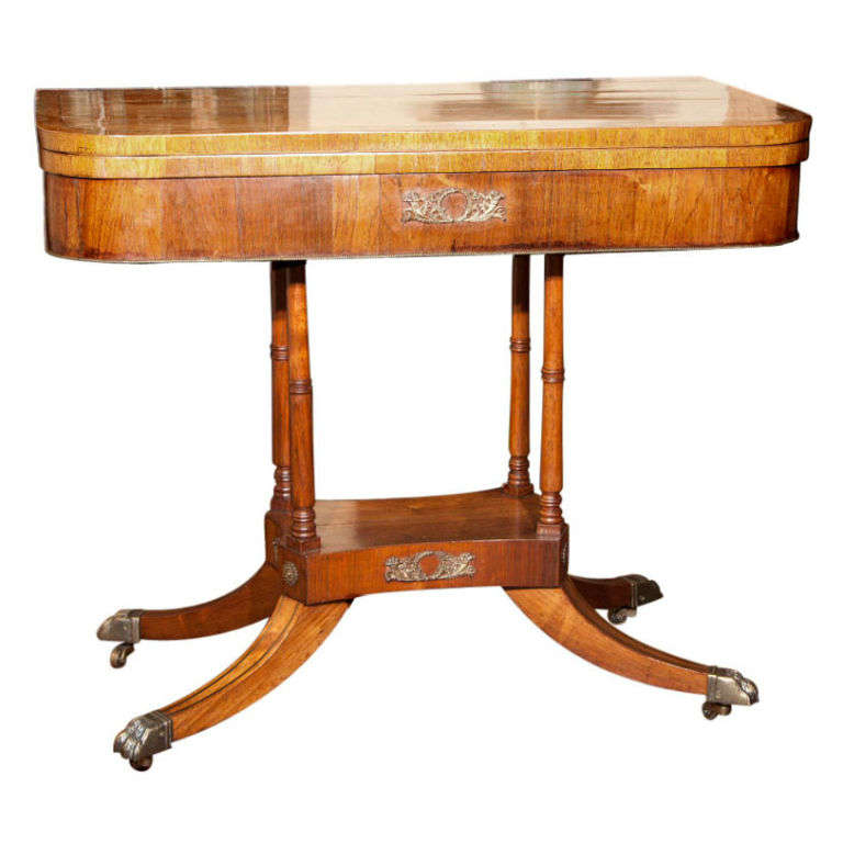 English Walnut Pedestal Game Table