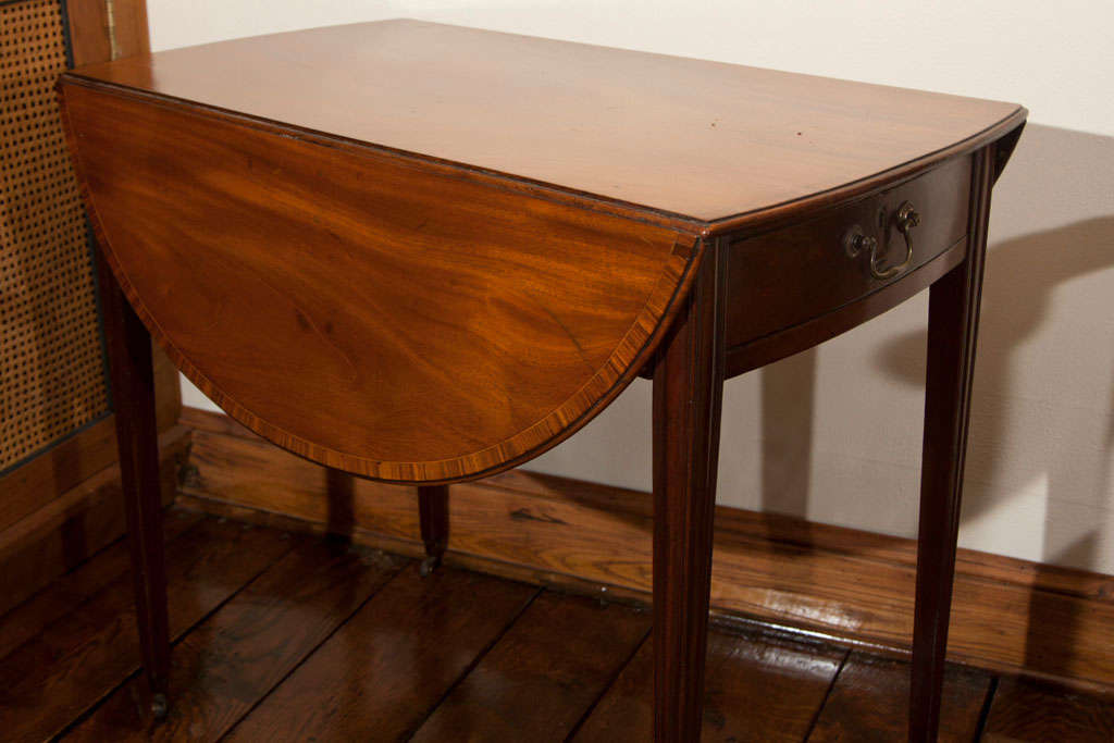 Inlay English Mahogany Pembroke Table For Sale