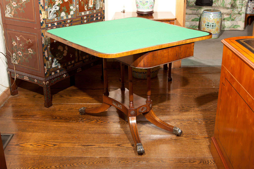 English Walnut Pedestal Game Table For Sale at 1stDibs