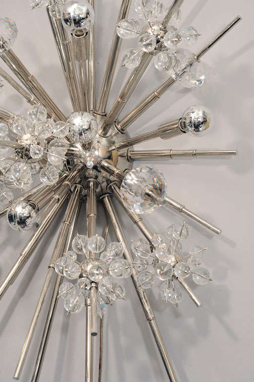 Baroque Monumental Crystal Starburst Sconce For Sale