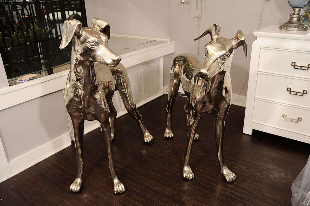 Italian Pair of  Nickel Plated Great Danes