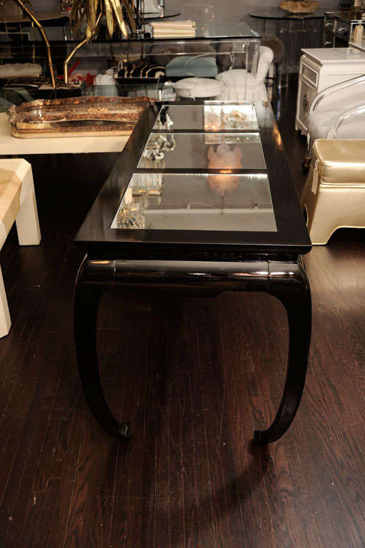 Contemporary Black Lacquered Chinoiserie Console