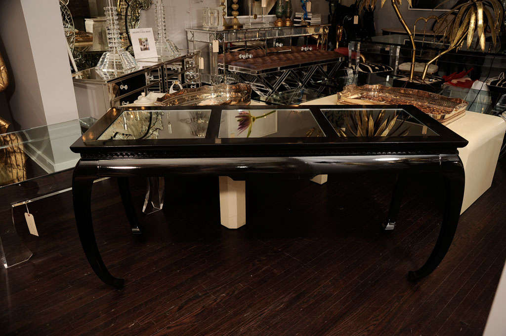 Black Lacquered Chinoiserie Console 2