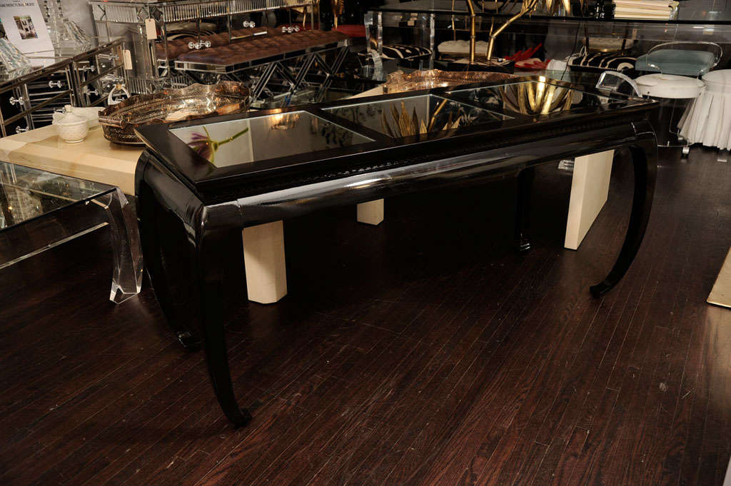 Black Lacquered Chinoiserie Console 4