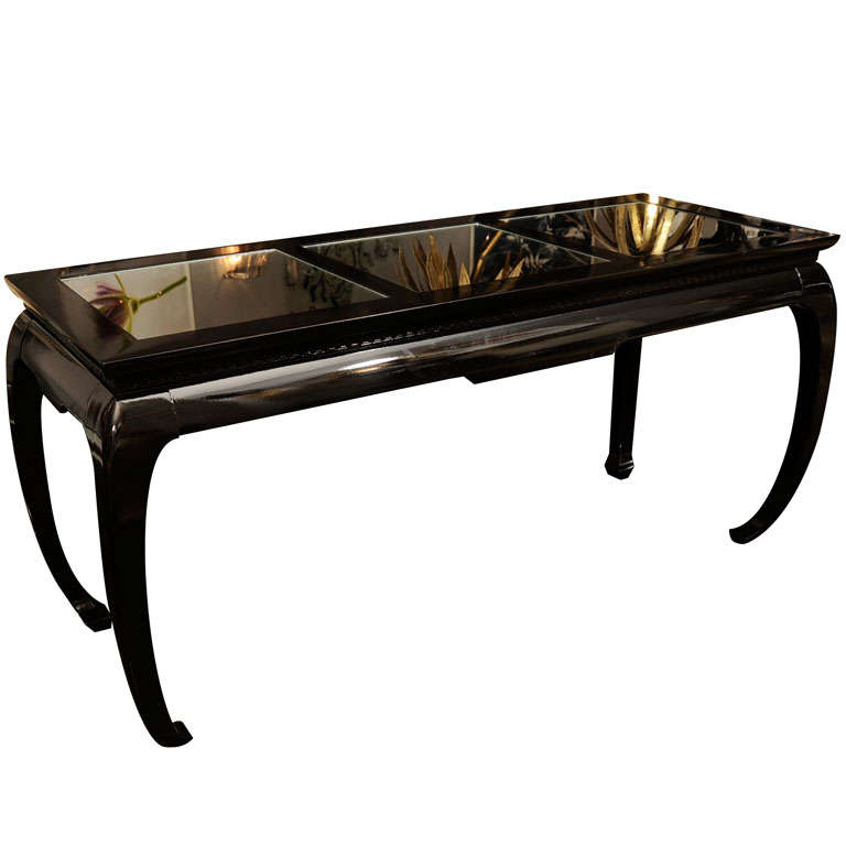 Black Lacquered Chinoiserie Console