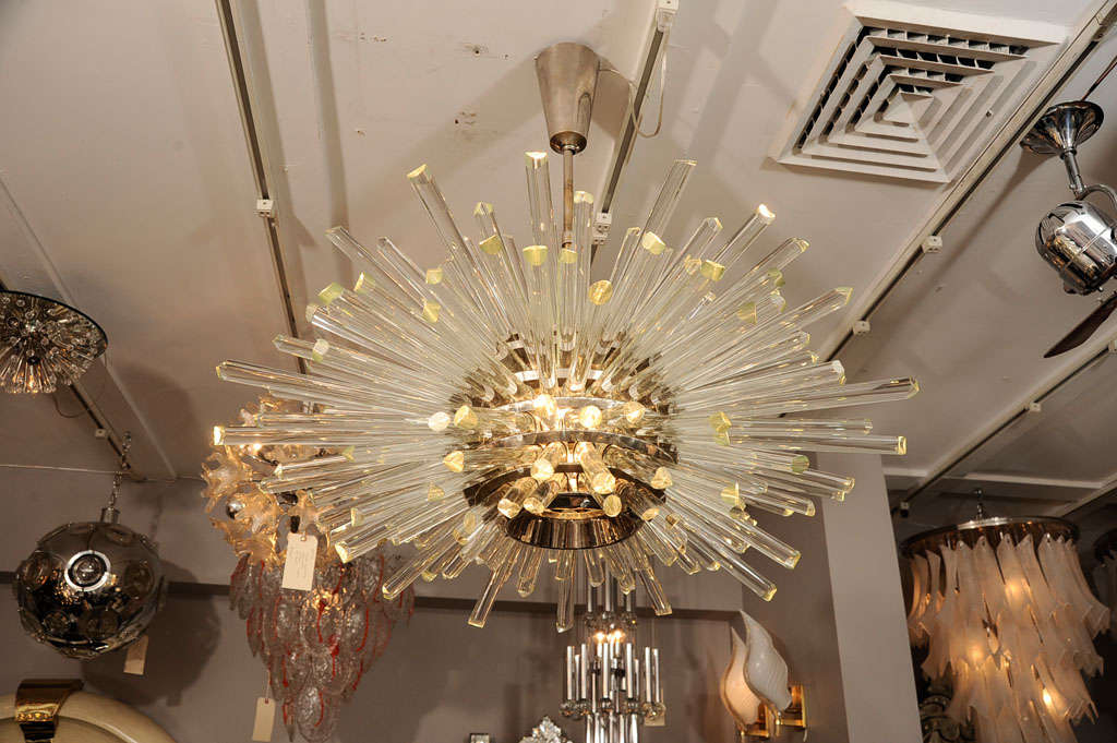 Chrome Bakalowits Sputnik chandelier; by Prof. Friedl Bakolowits