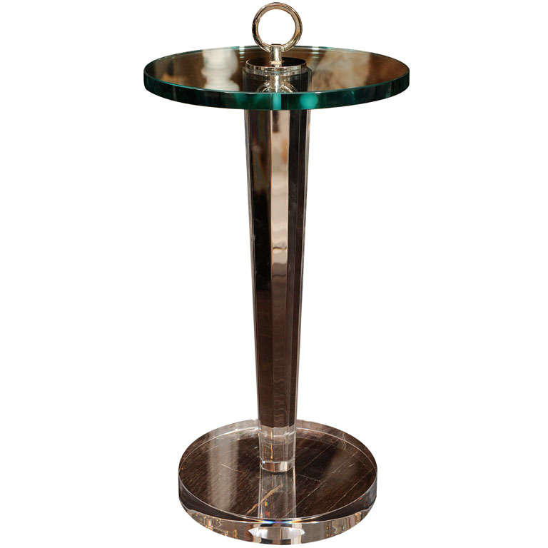 Lucite and Glass Occasional Table with Nickel Hardware For Sale at 1stdibs