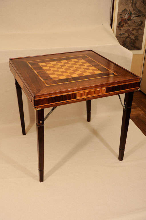 Folding Campaign Game/Chess Table, England, Early 20th C. 5