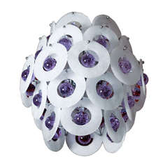 Venini Clear Frosted Disc & Sphere Chandelier