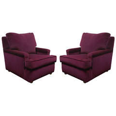 Pair of Large Classic Upholstered Arm Chairs