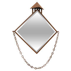 19th Century Iron and Chain Mirror