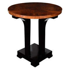 Art Deco Table in Bookmatched Walnut with Black Lacquer