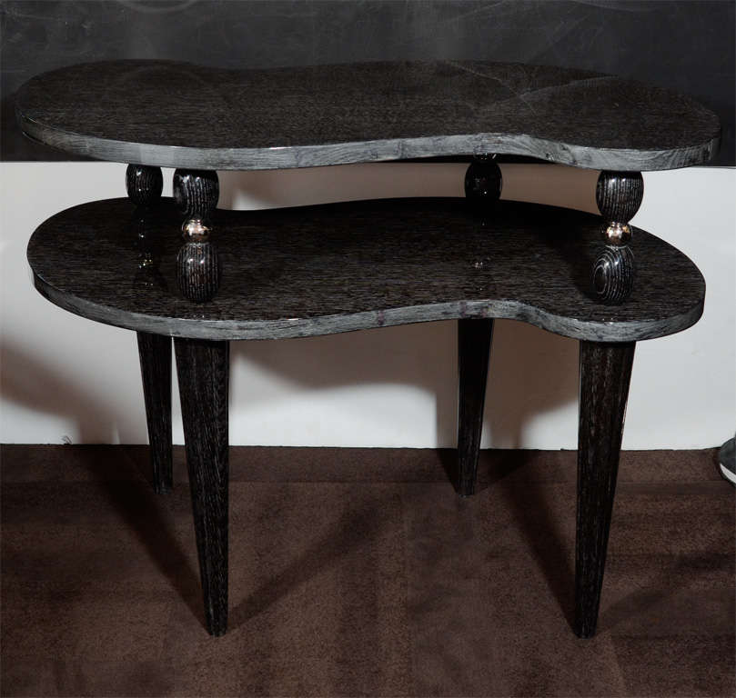 Mid Century Silver Cerused Oak Cloud Side Table